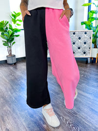 Colorblock Crop Pants | Black/Pink - The ZigZag Stripe