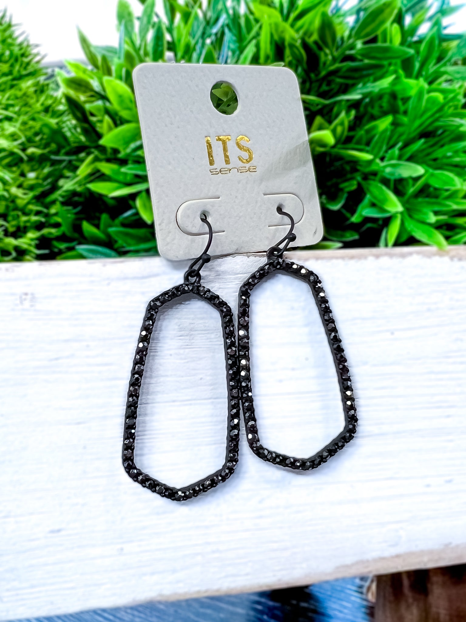 Marquee Pave Earrings | Hematite