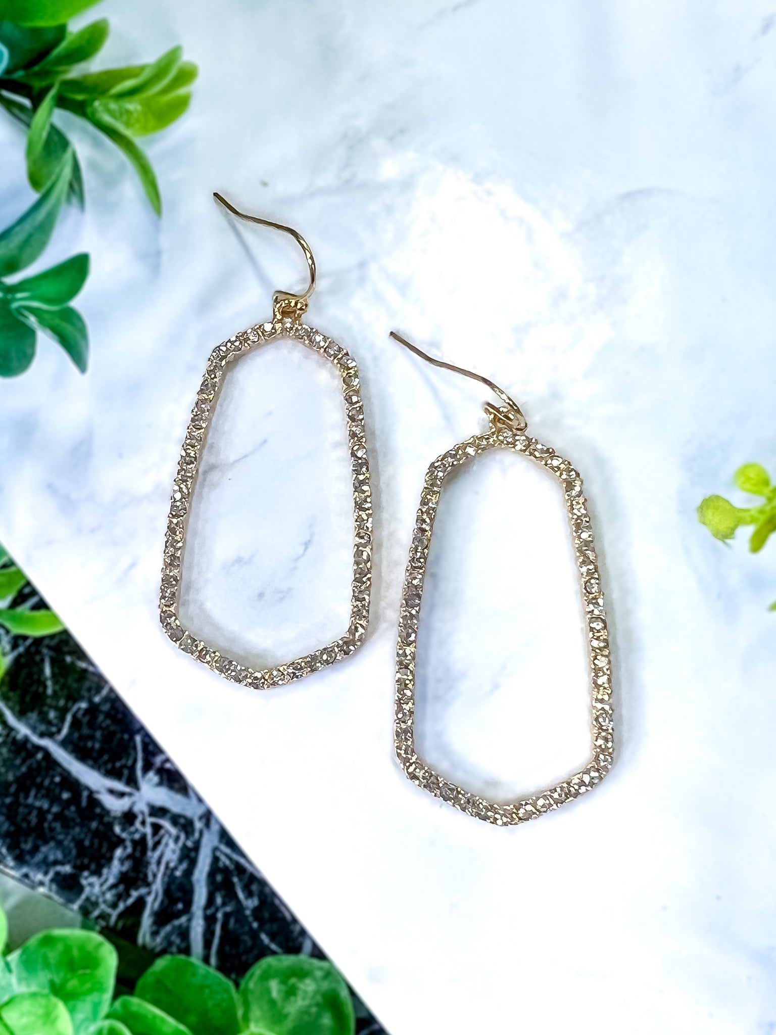 Marquee Pave Earrings | Gold