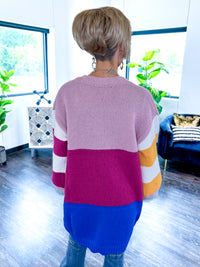Colorblock Oversized Cardigan | Lavender - The ZigZag Stripe