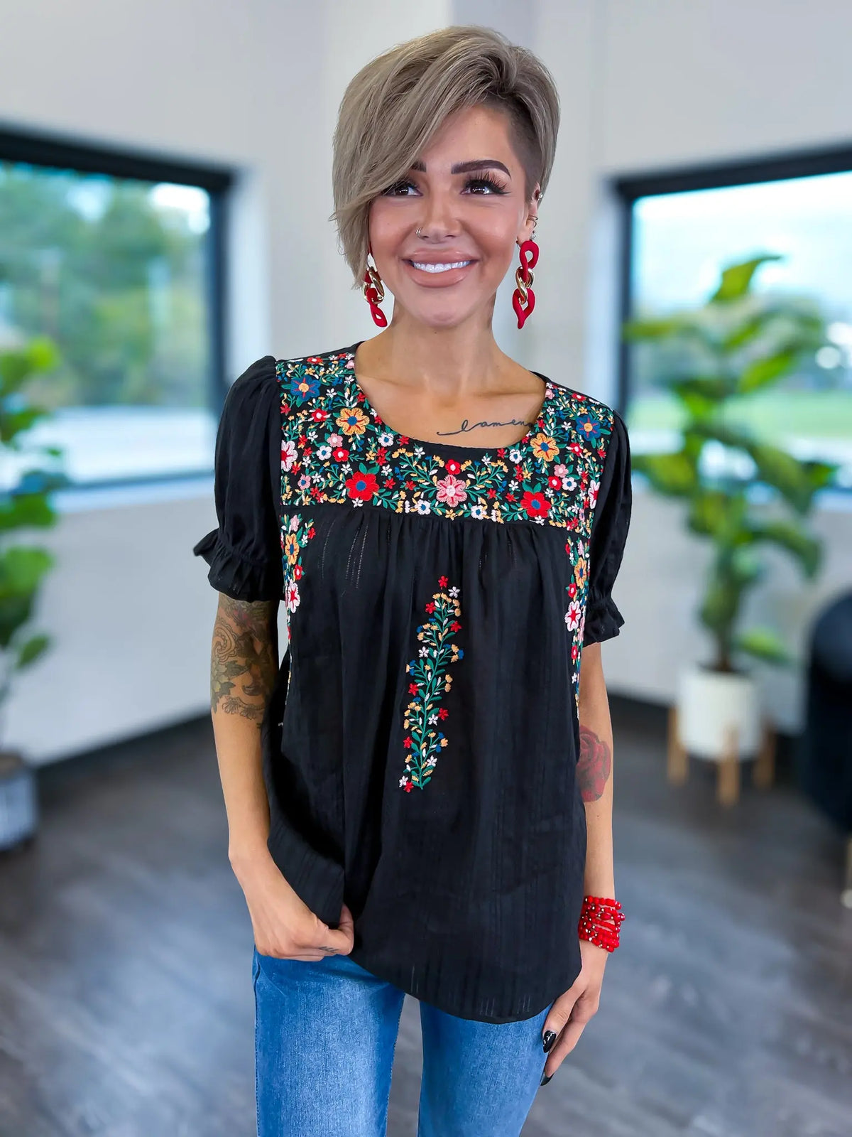 Embroidered Top | Black Andree by Unit
