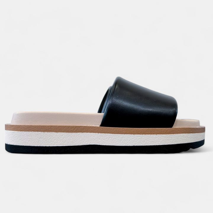 Black Slip On Platform Sandals