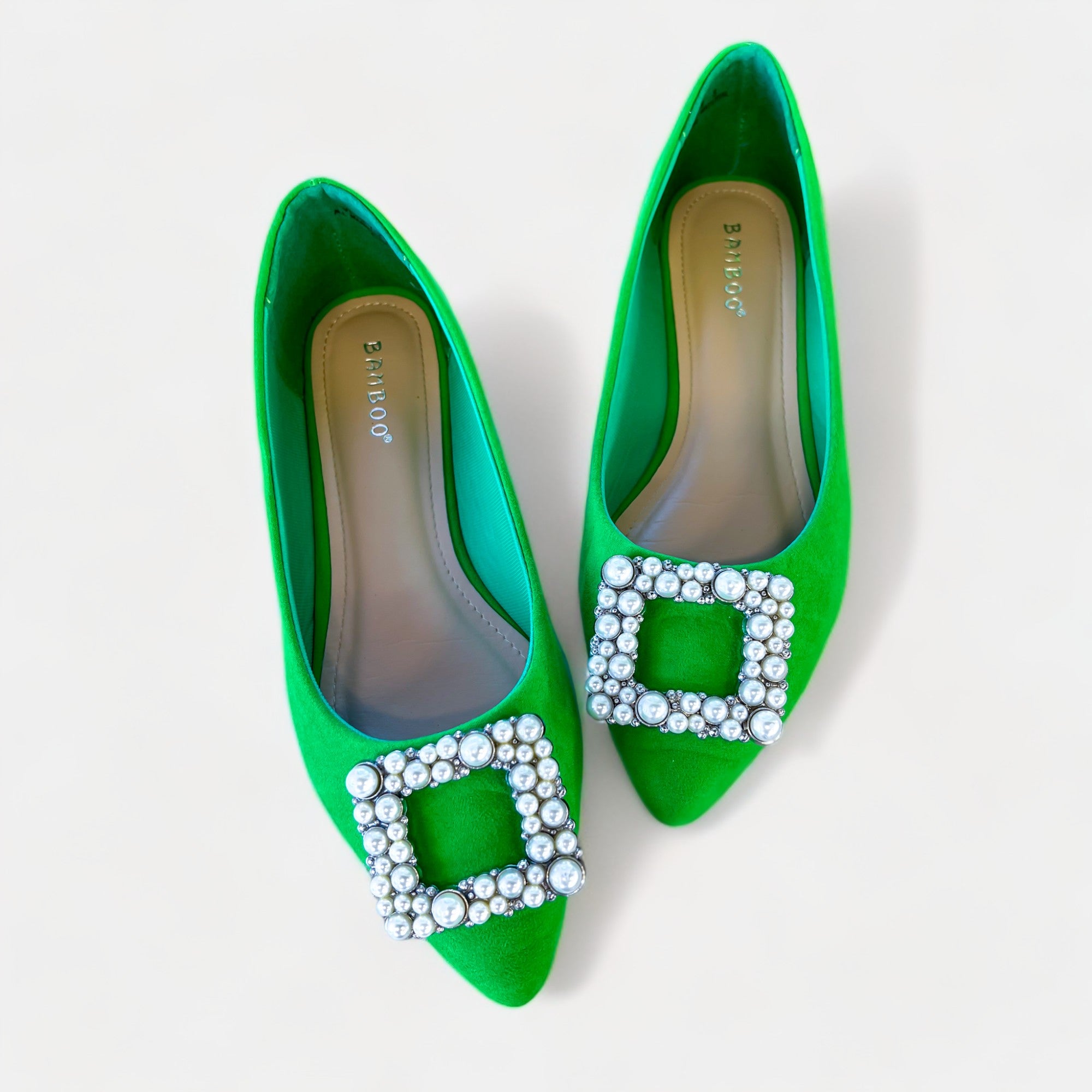 Green Janelle Embellished Flats