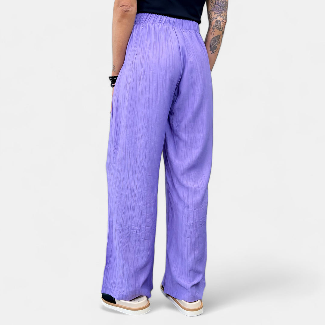 Lavender Drawstring Wide Leg Linen Pants