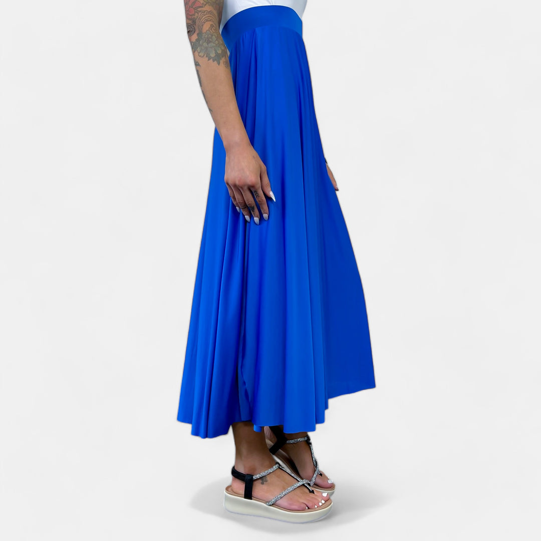 Blue Pleated Maxi Skirt