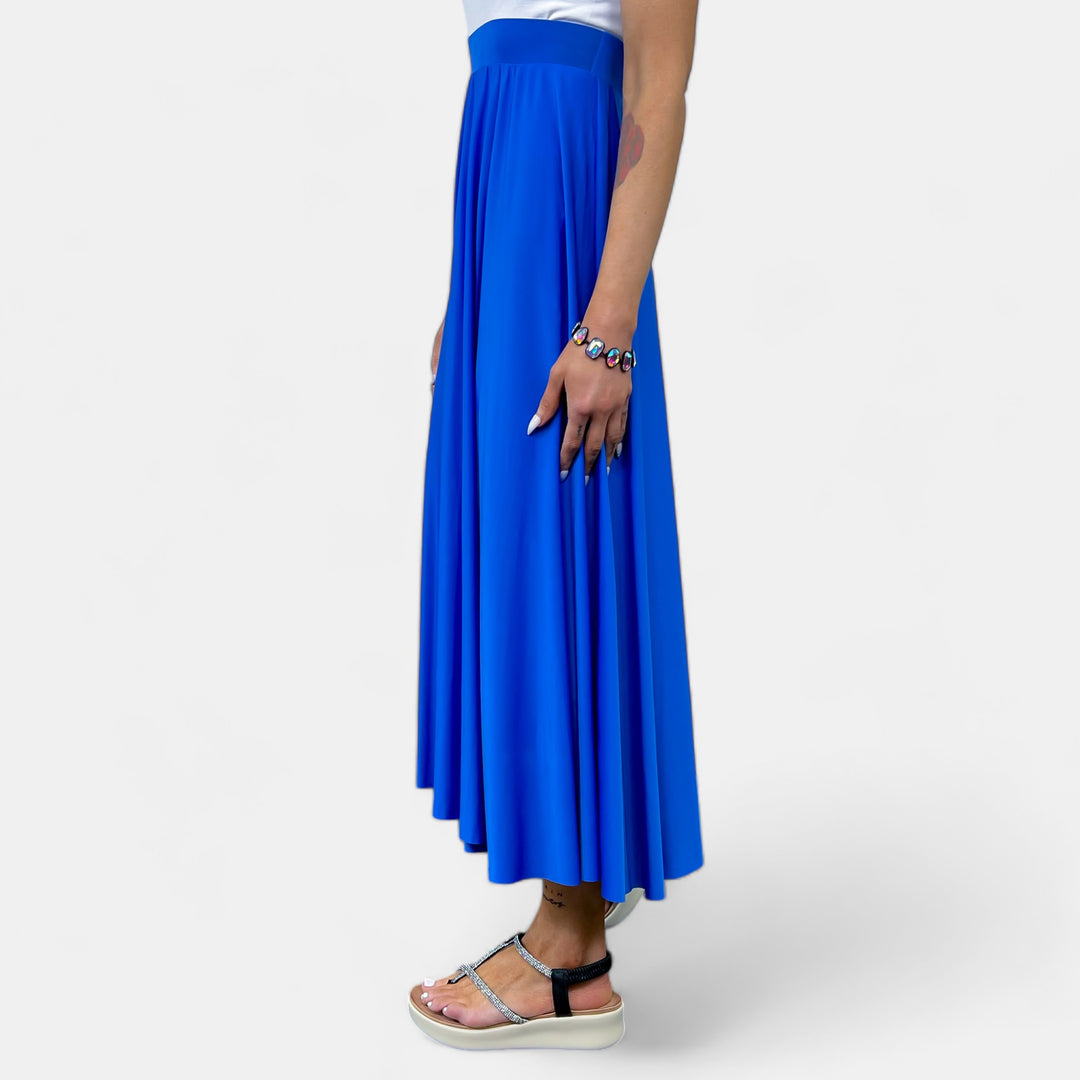 Blue Pleated Maxi Skirt