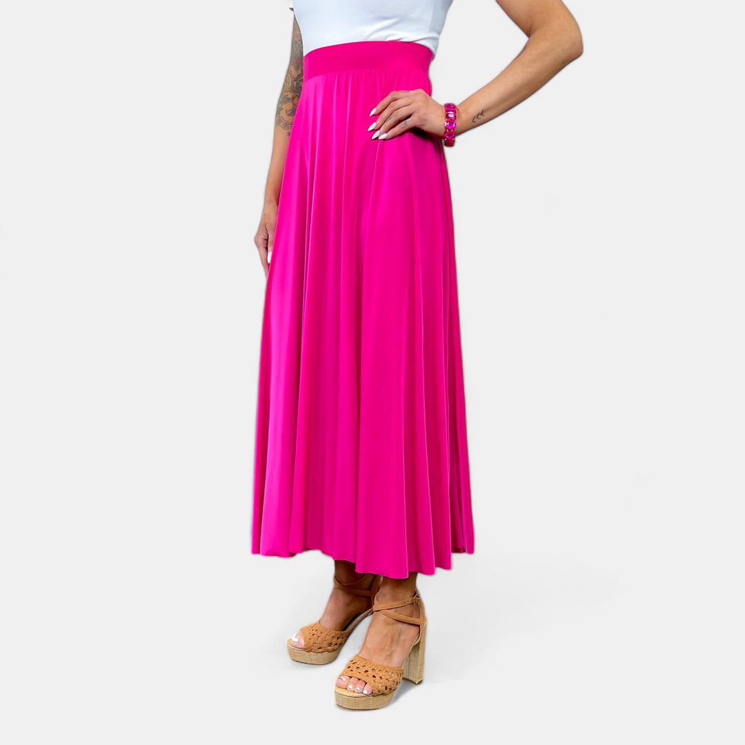 Fuchsia Pleated Maxi Skirt