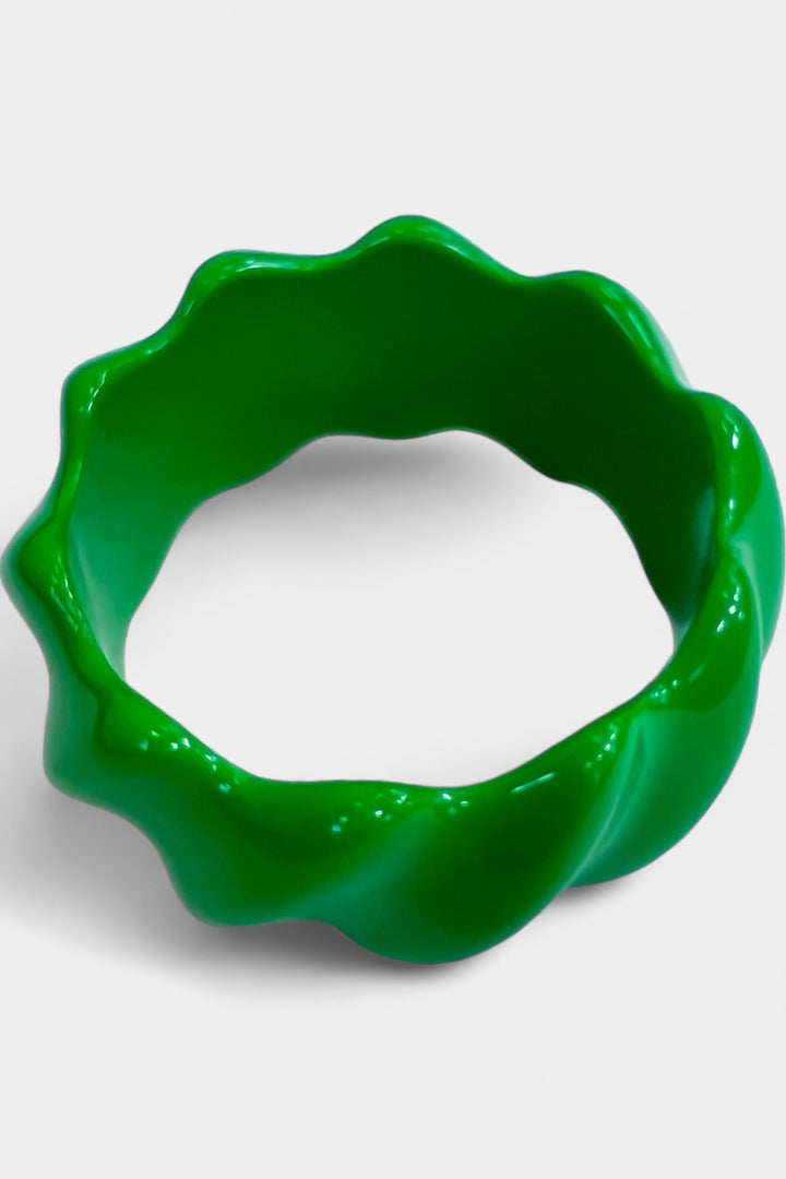 Green Wavy Bangle Bracelet
