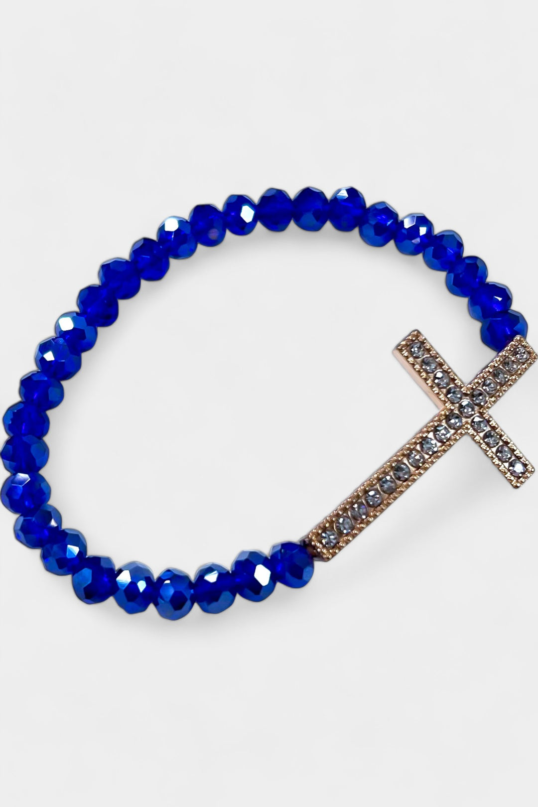 Blue Simple Cross Stretch Bracelet