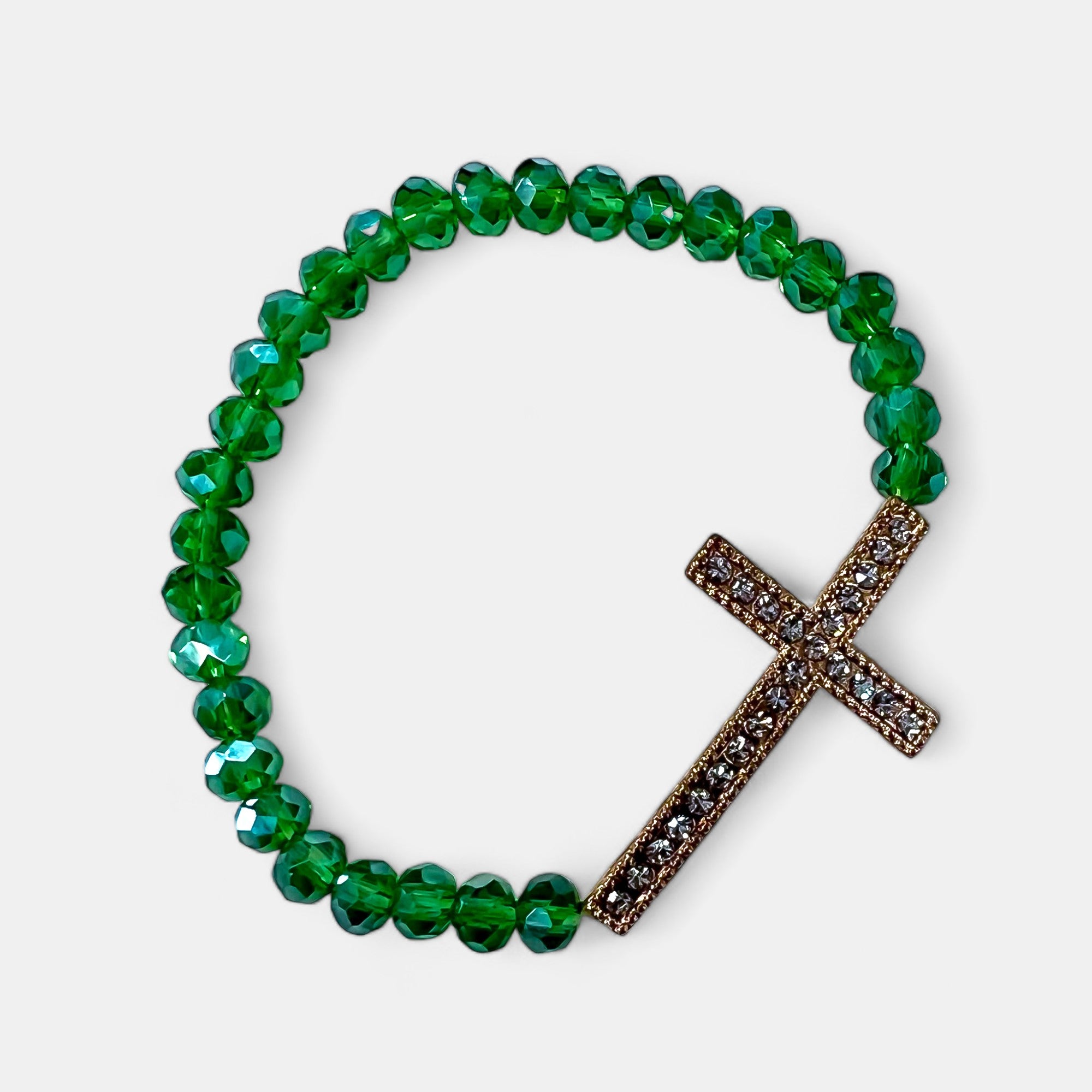 Green Simple Cross Stretch Bracelet