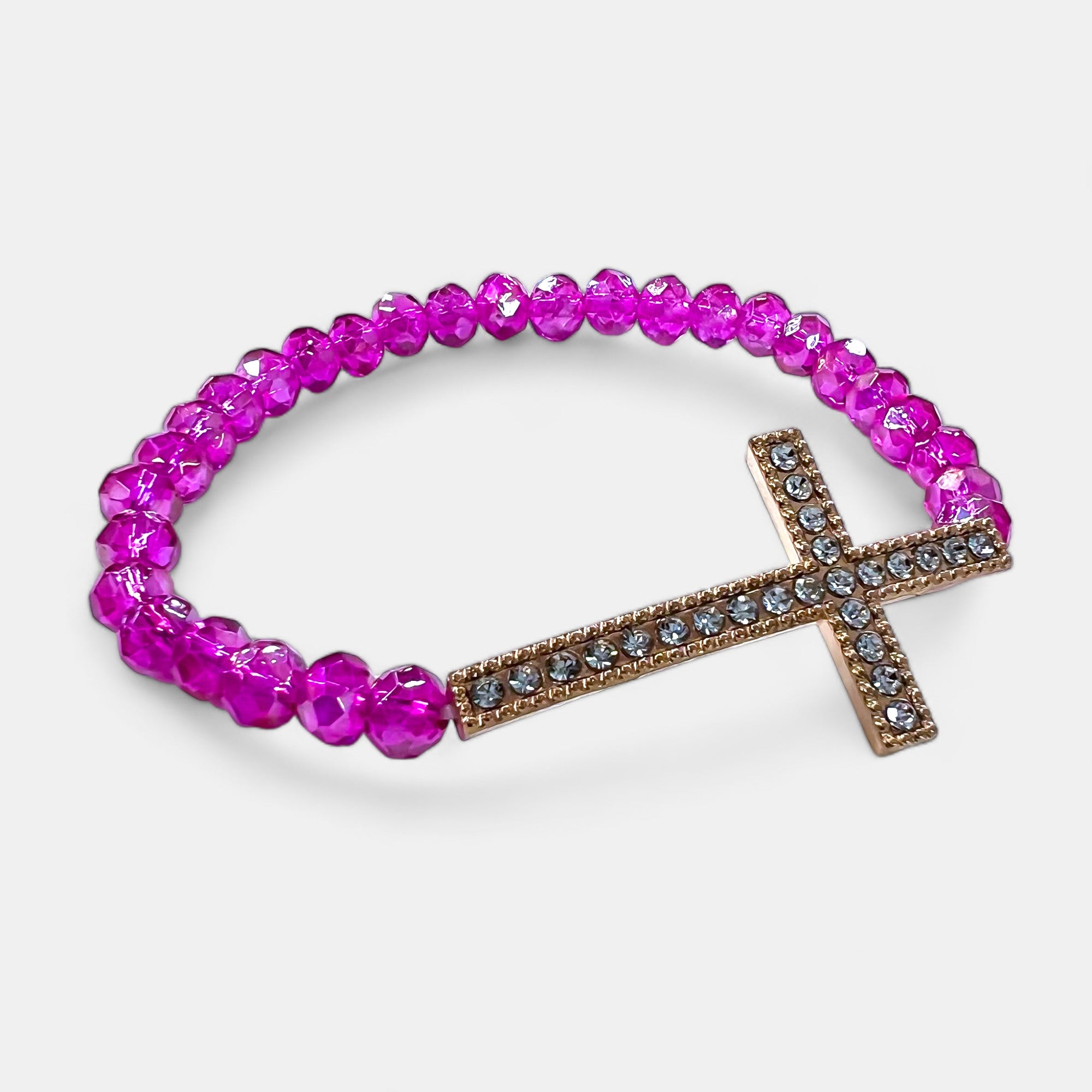 Pink Simple Cross Stretch Bracelet