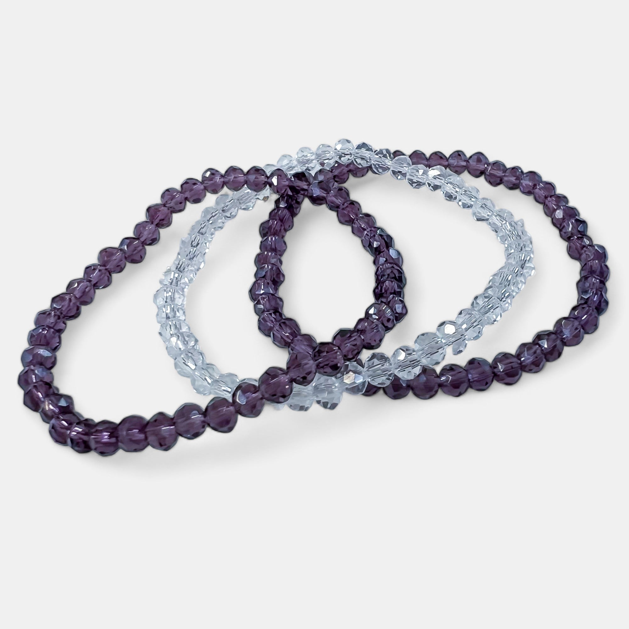 Purple Faceted Beaded Stretch Bracelets