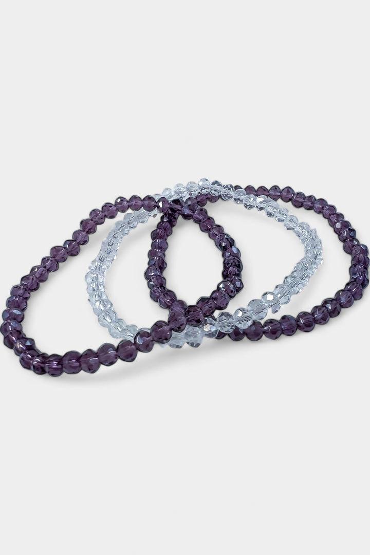 Purple Faceted Beaded Stretch Bracelets