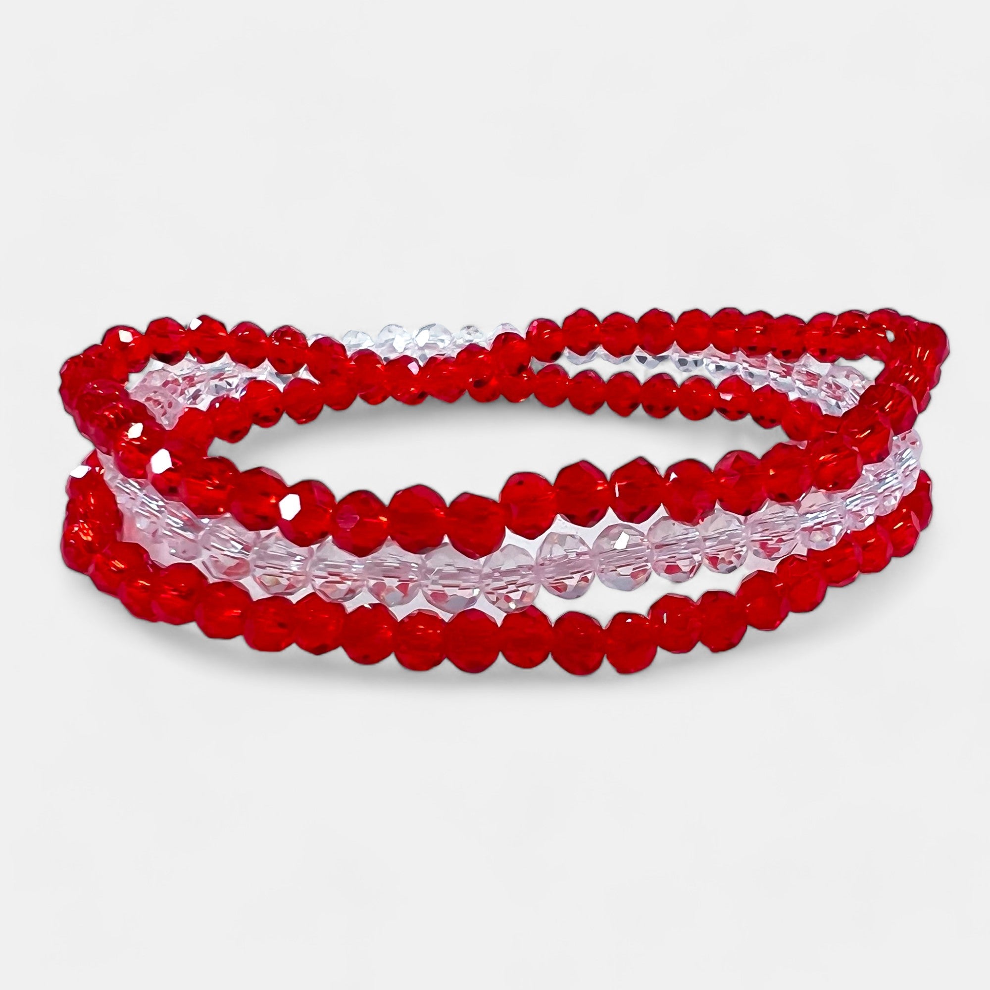 Red Faceted Beaded Stretch Bracelets