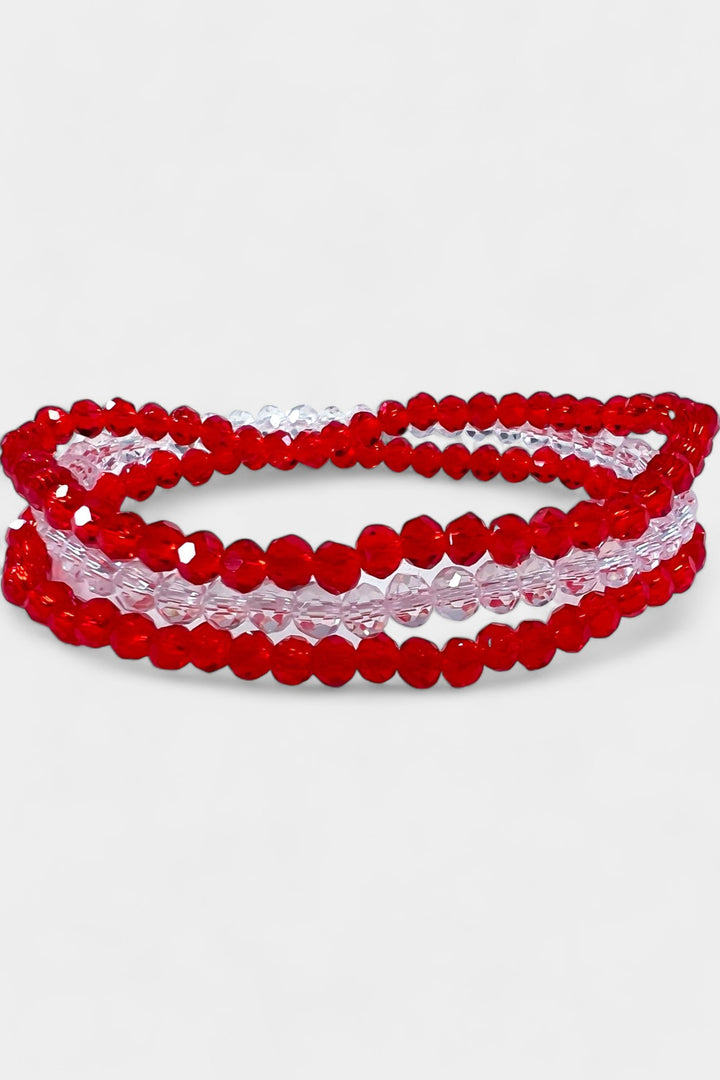 Red Faceted Beaded Stretch Bracelets