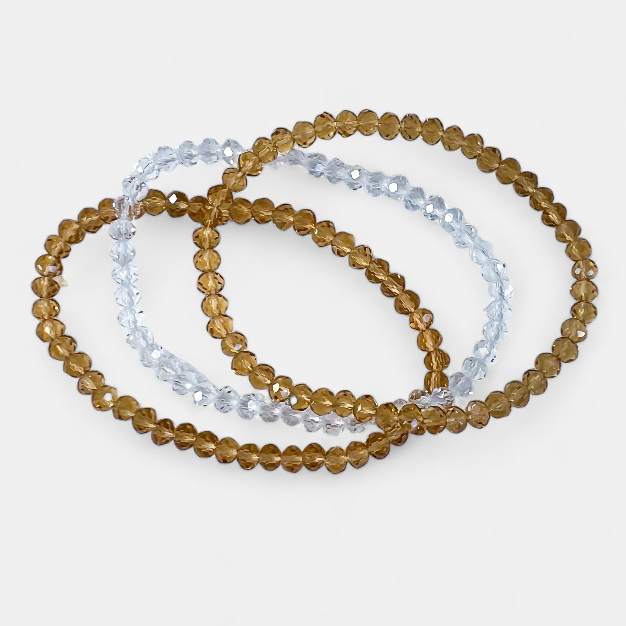 Yellow Faceted Beaded Stretch Bracelets