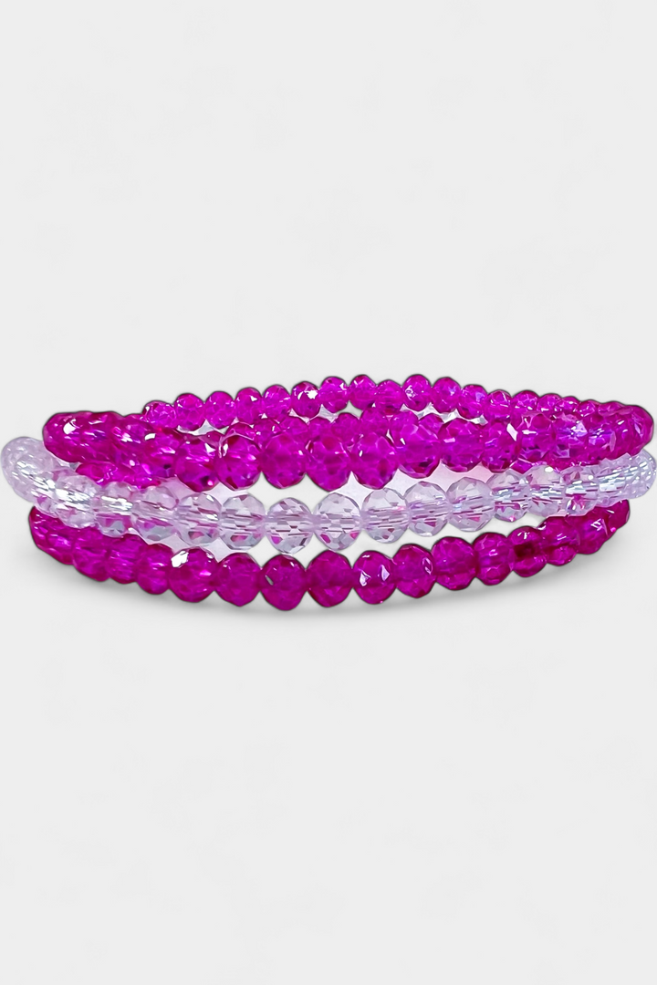 Pink Faceted Beaded Stretch Bracelets