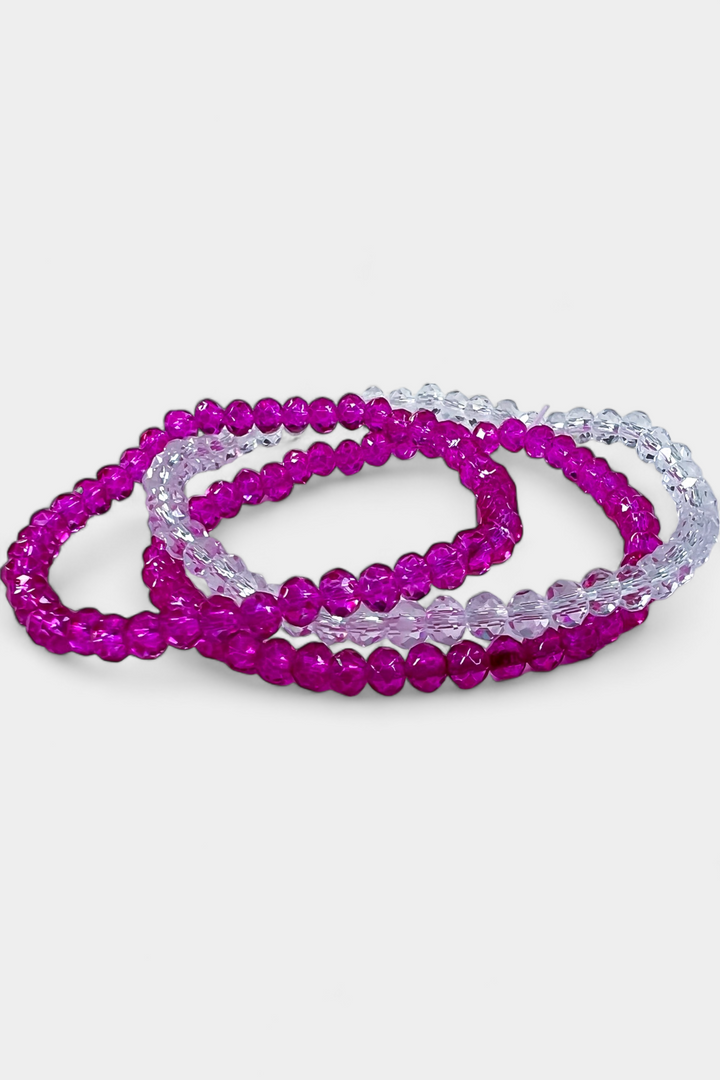 Pink Faceted Beaded Stretch Bracelets