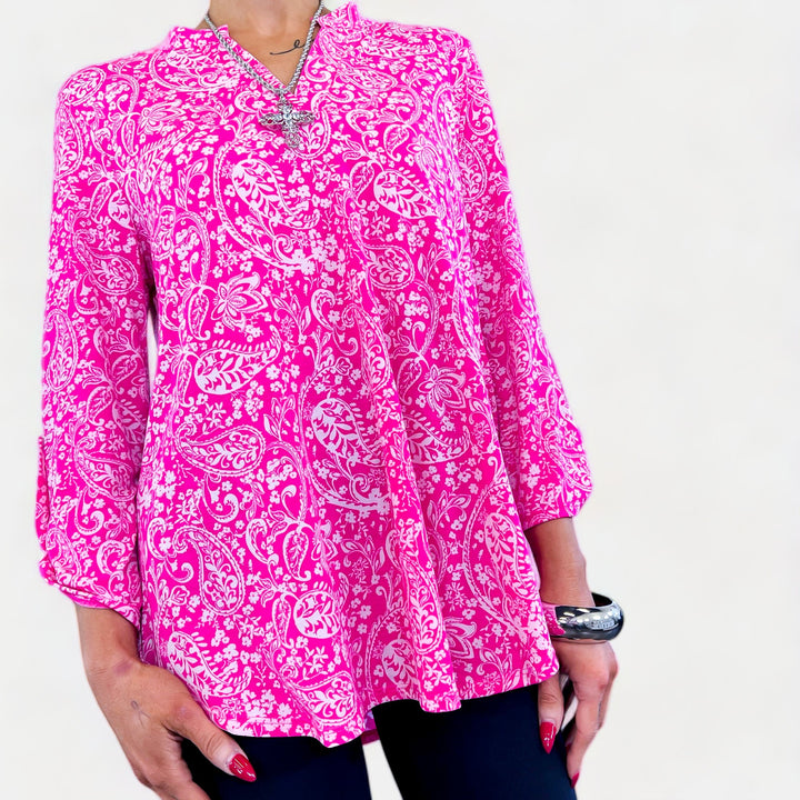 Hot Pink Paisley Lizzy Top