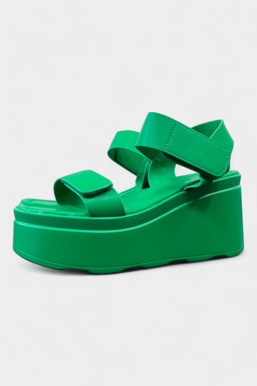 Green Adjustable Straps Platform Sandals