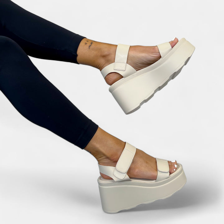 Natural Adjustable Straps Platform Sandals