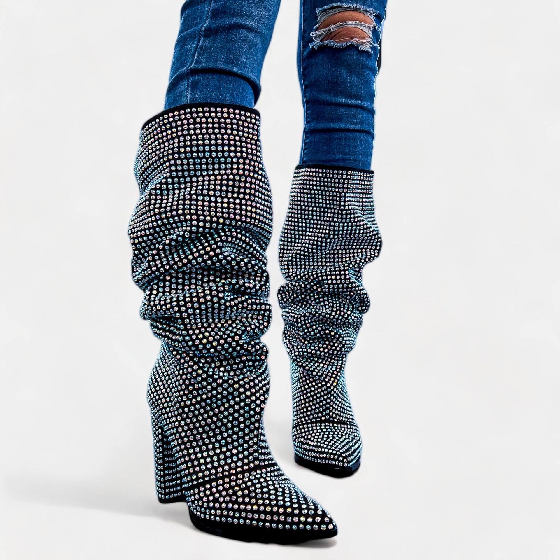 slouchy sequin boots