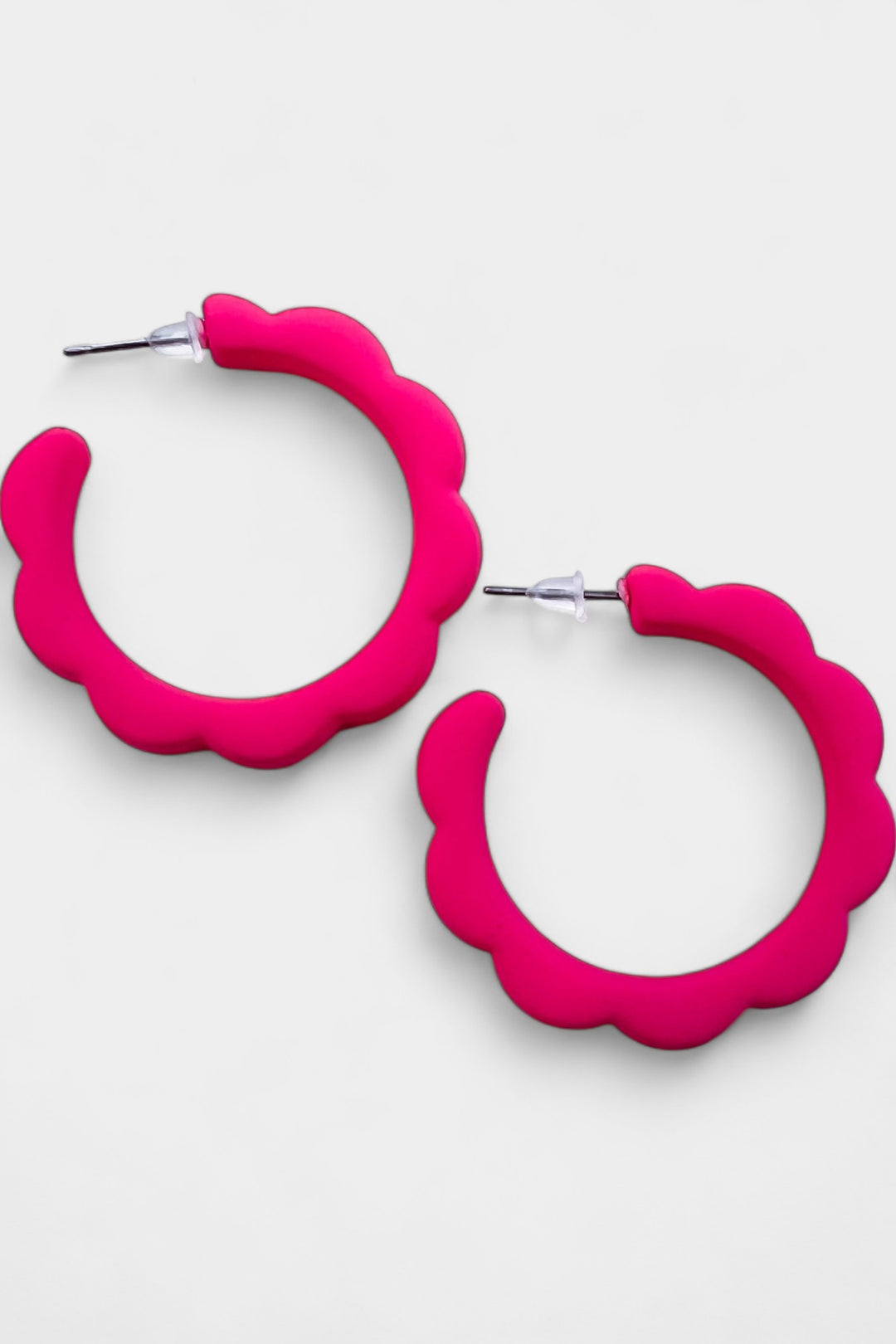 Pink Flower Hoop Earrings