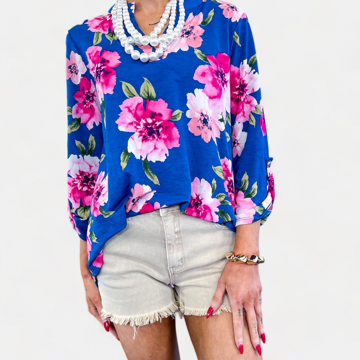 Teal Floral Lizzy Top