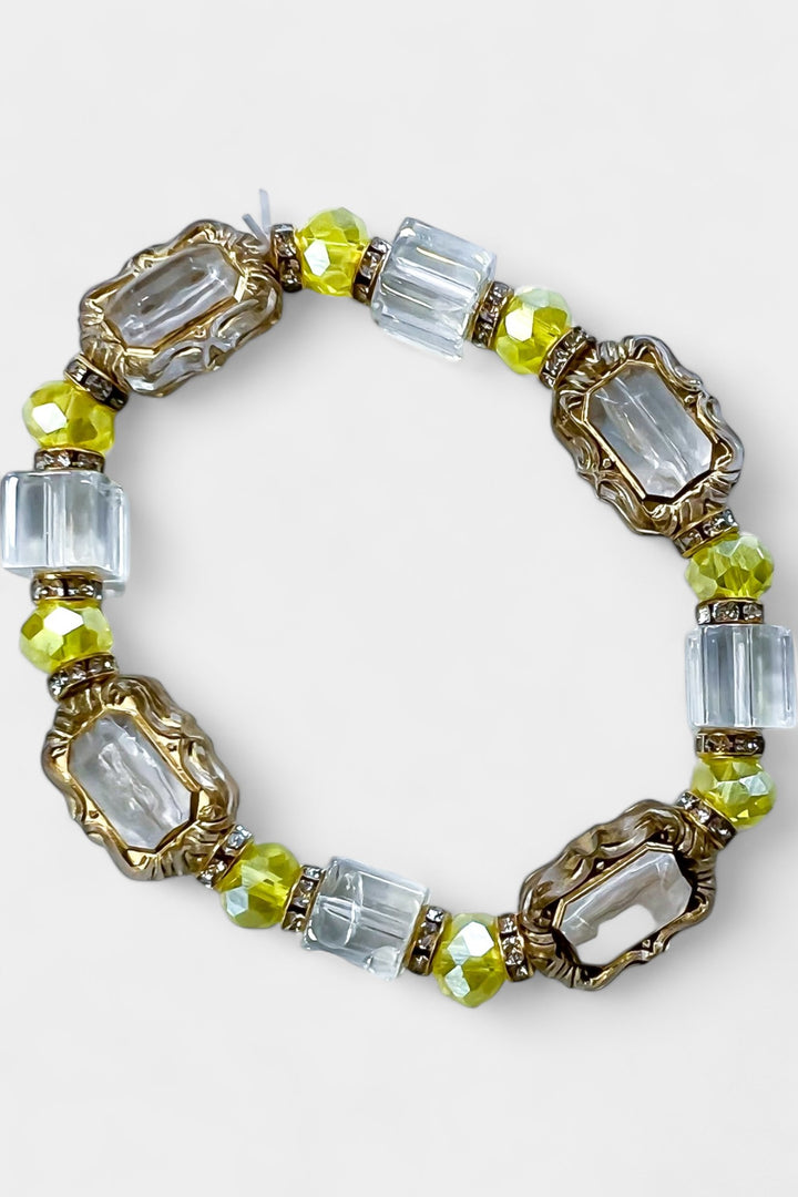 Yellow Glass Stone Stretch Bracelet