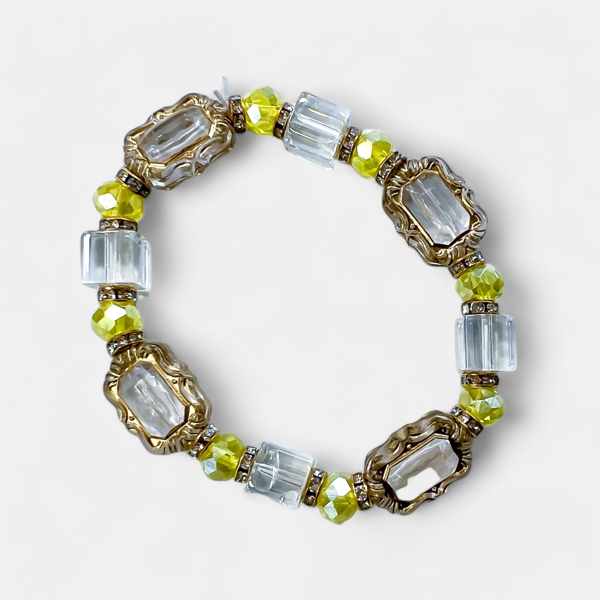 Yellow Glass Stone Stretch Bracelet