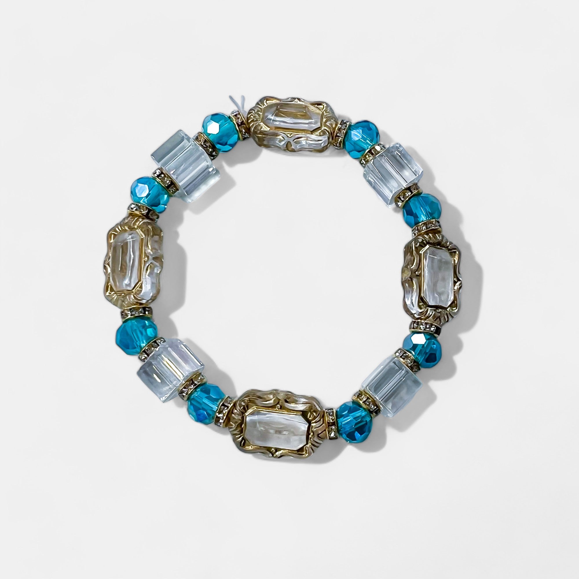 Turquoise Glass Stone Stretch Bracelet