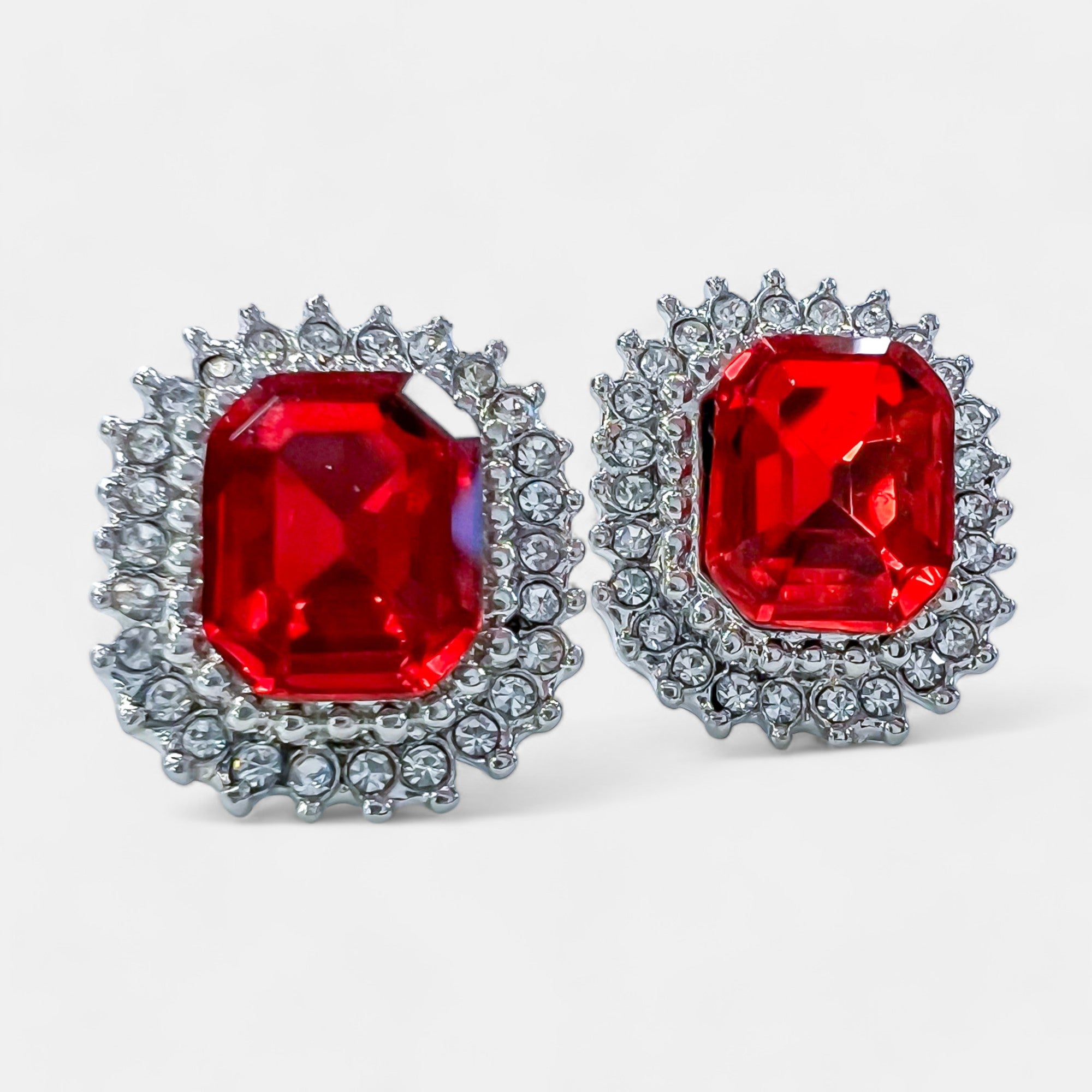 Red Rhinestone Stud Earrings