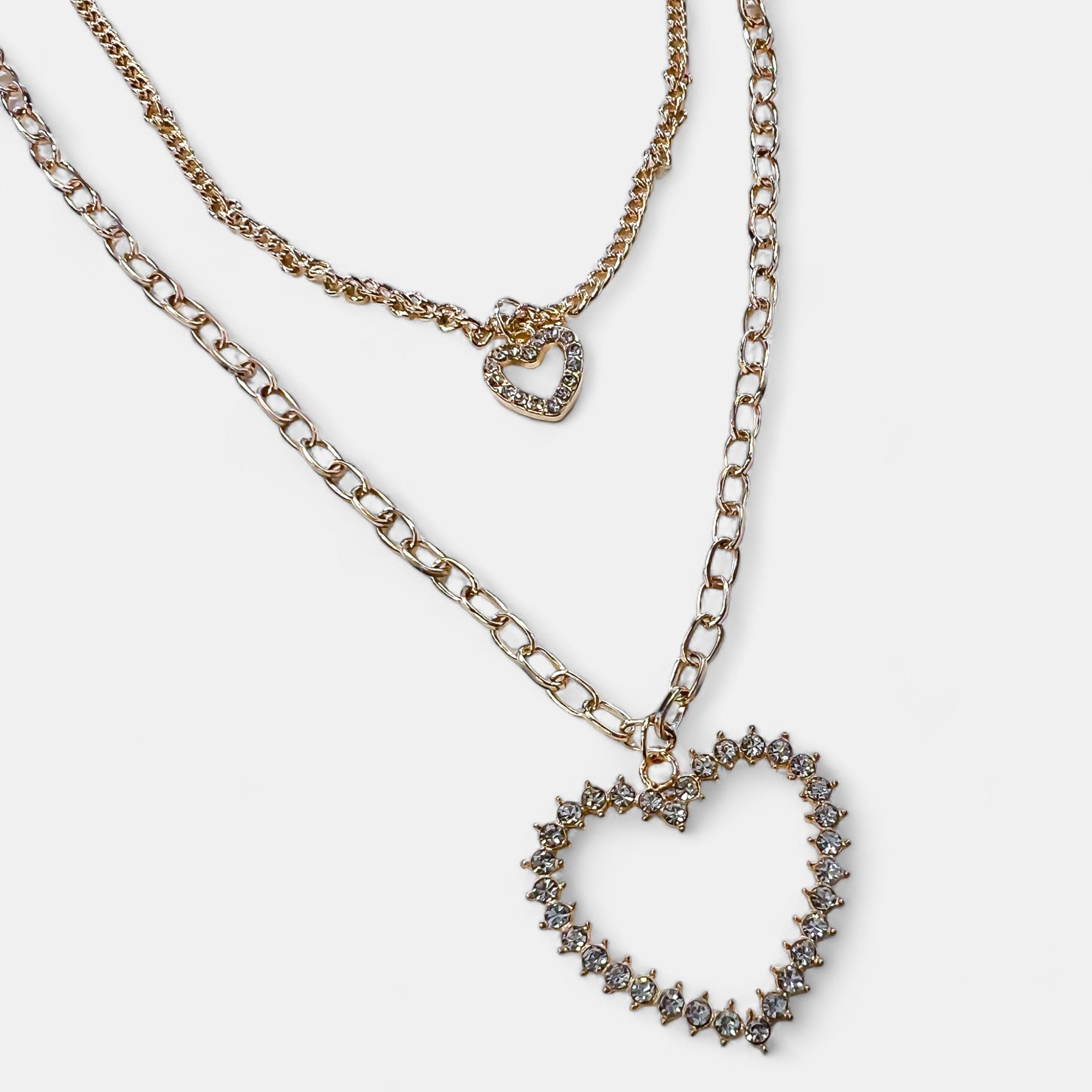 Gold Double Layer Heart Necklace