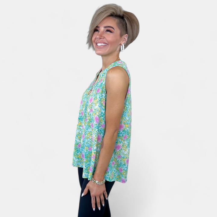 Mint Abstract Lizzy Tank Top