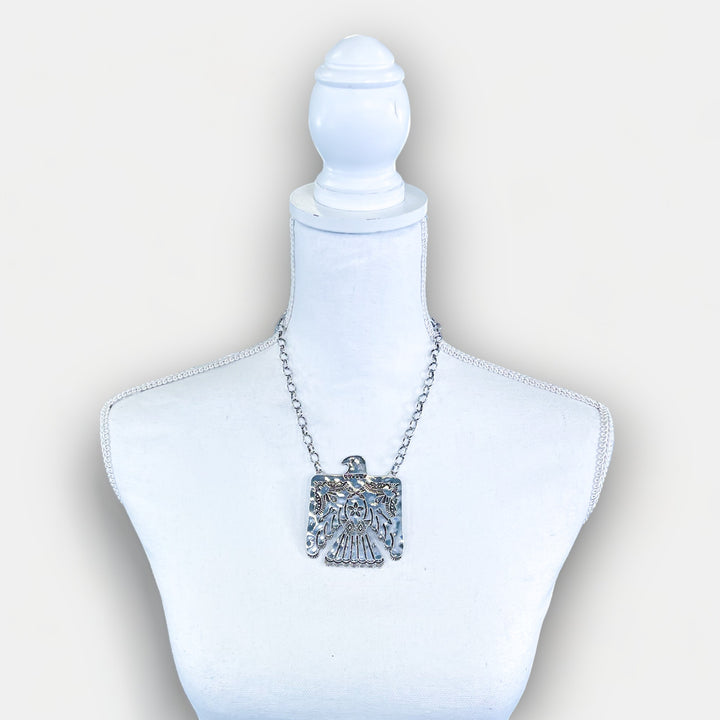 Silver Western Concho Thunderbird Necklace Set