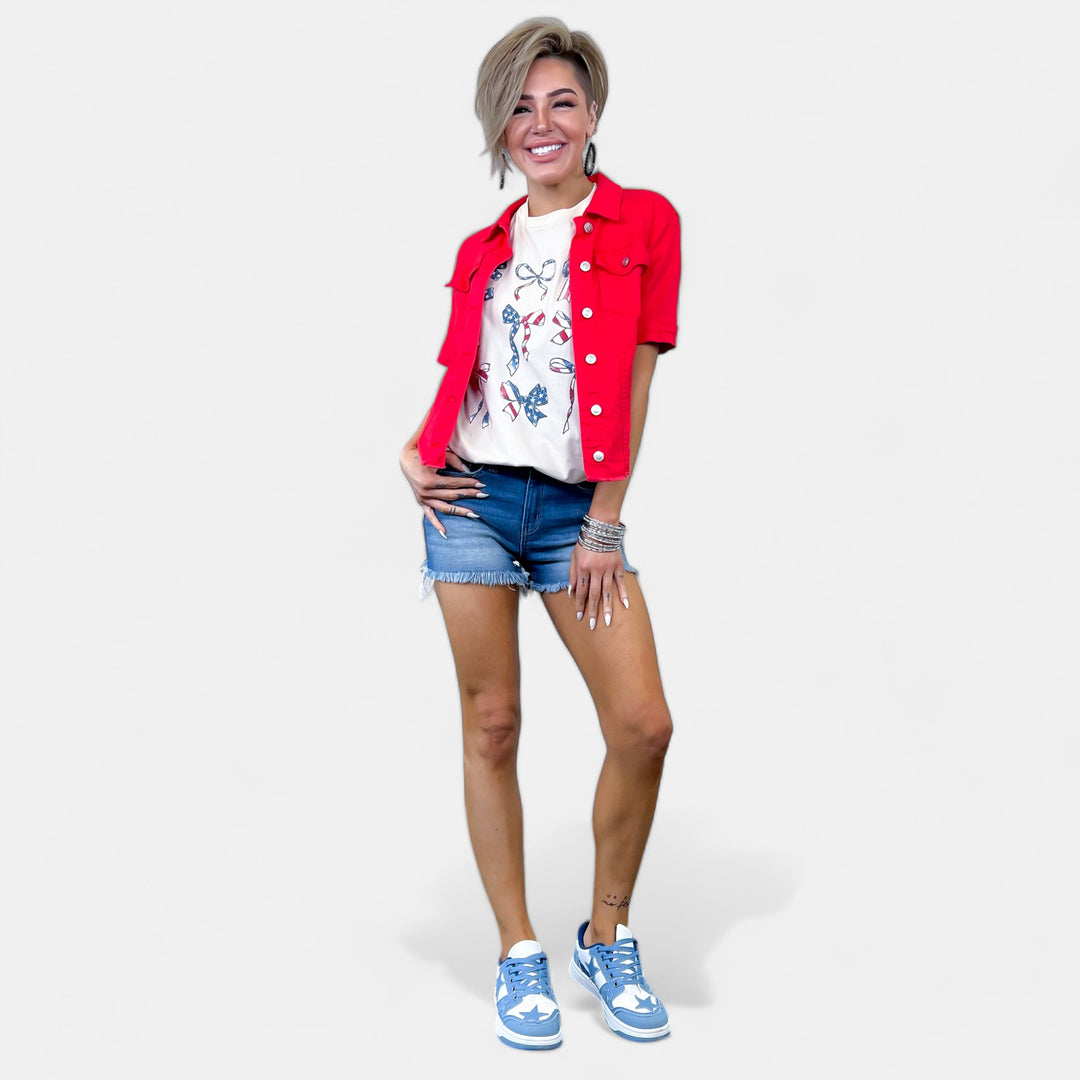 American Flag Bow Graphic T-Shirt