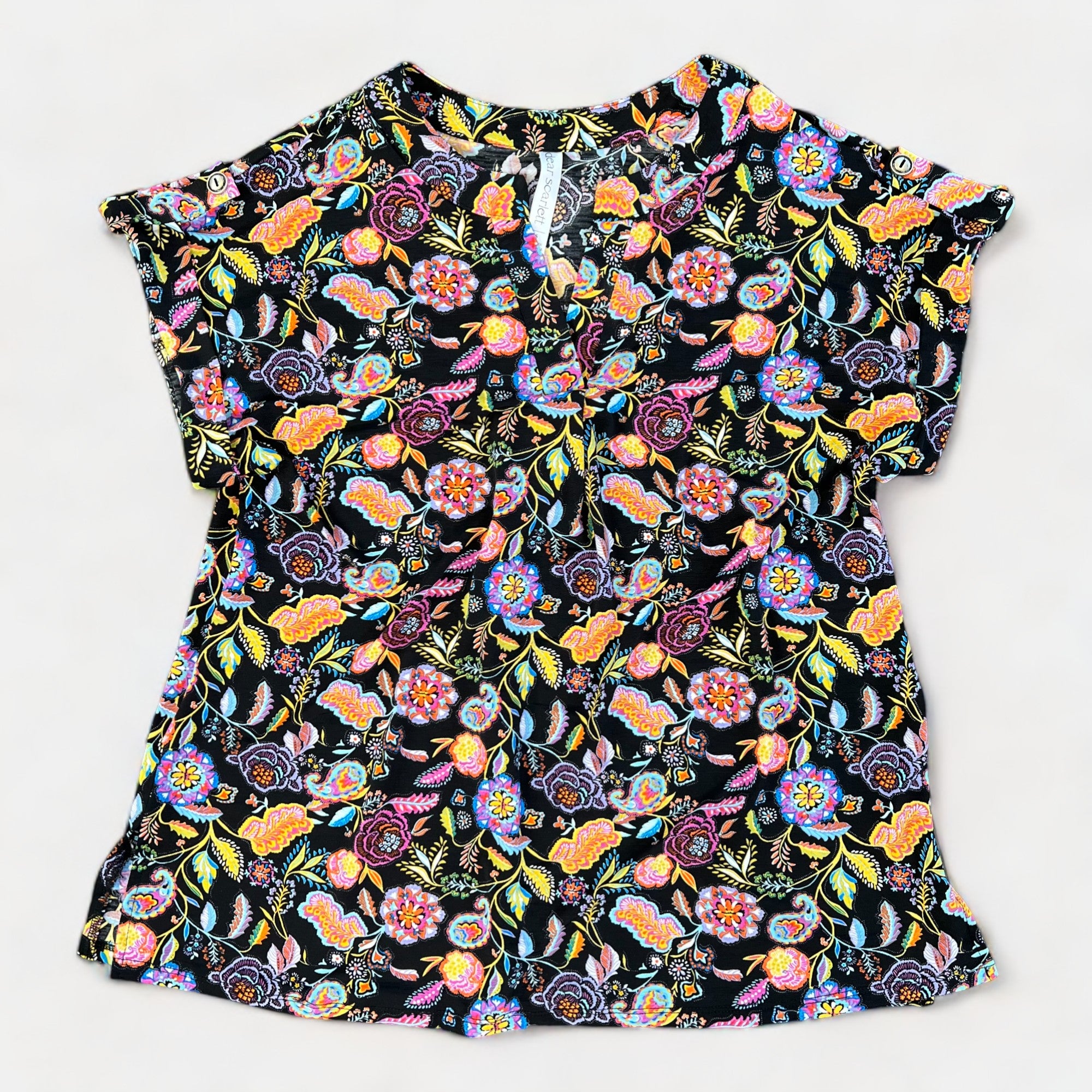 Black Floral Lizzy Short Sleeve Top