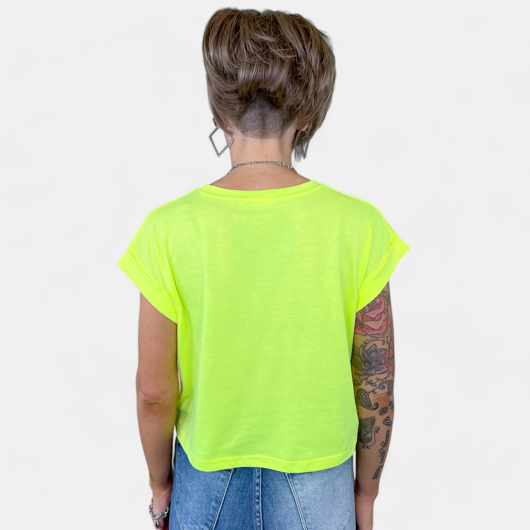 Neon Green Short Sleeve Crop Top