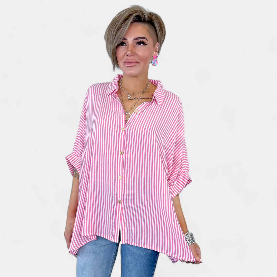 Pink Striped Button Up Shirt