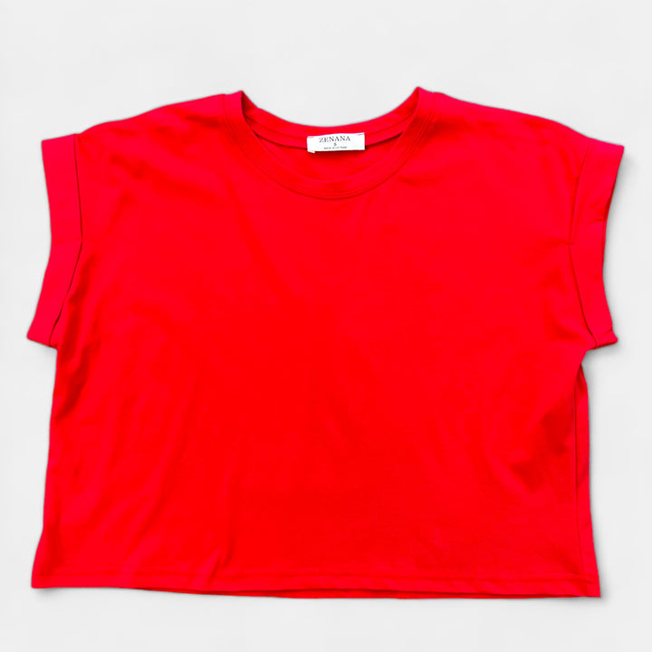 Red Short Sleeve Crop Top