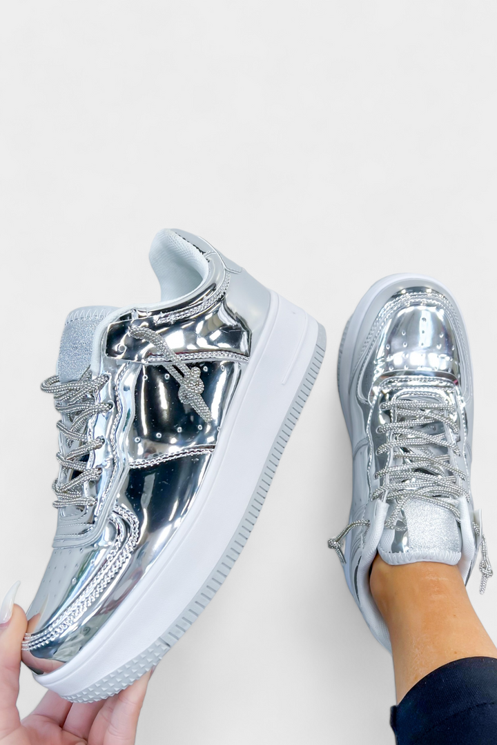 Silver Metallic Sneakers