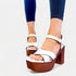 White Chunky Heel Platform Sandals