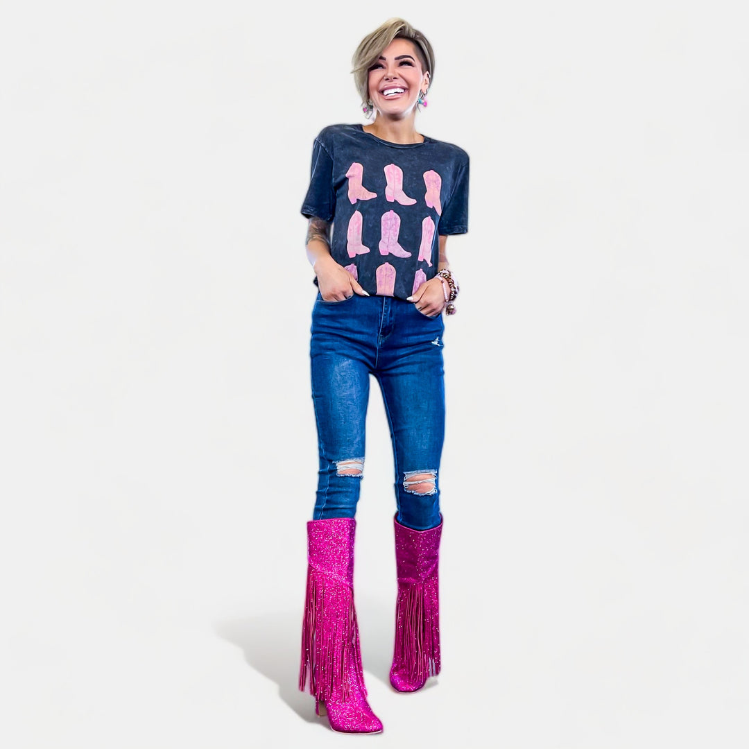 Pink Boots Graphic T-Shirt