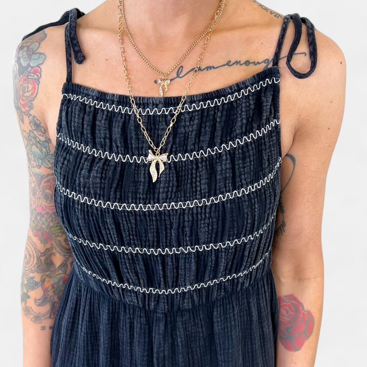 Black Smocked Relaxed Jumpsuit
