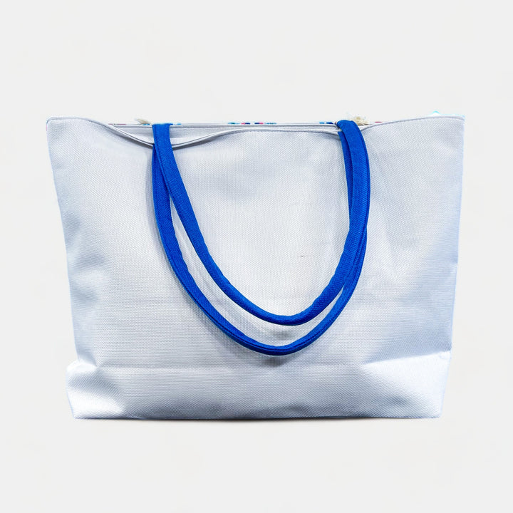 Blue Boho Fringe Tote Bag