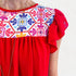 Red Embroidered Babydoll Dress