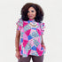 Pink & Blue Patchwork Ruffle Top