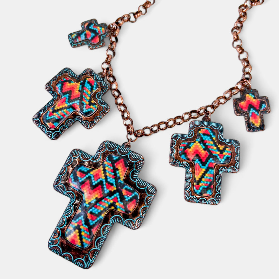 Aztec Western Cross Necklace Set