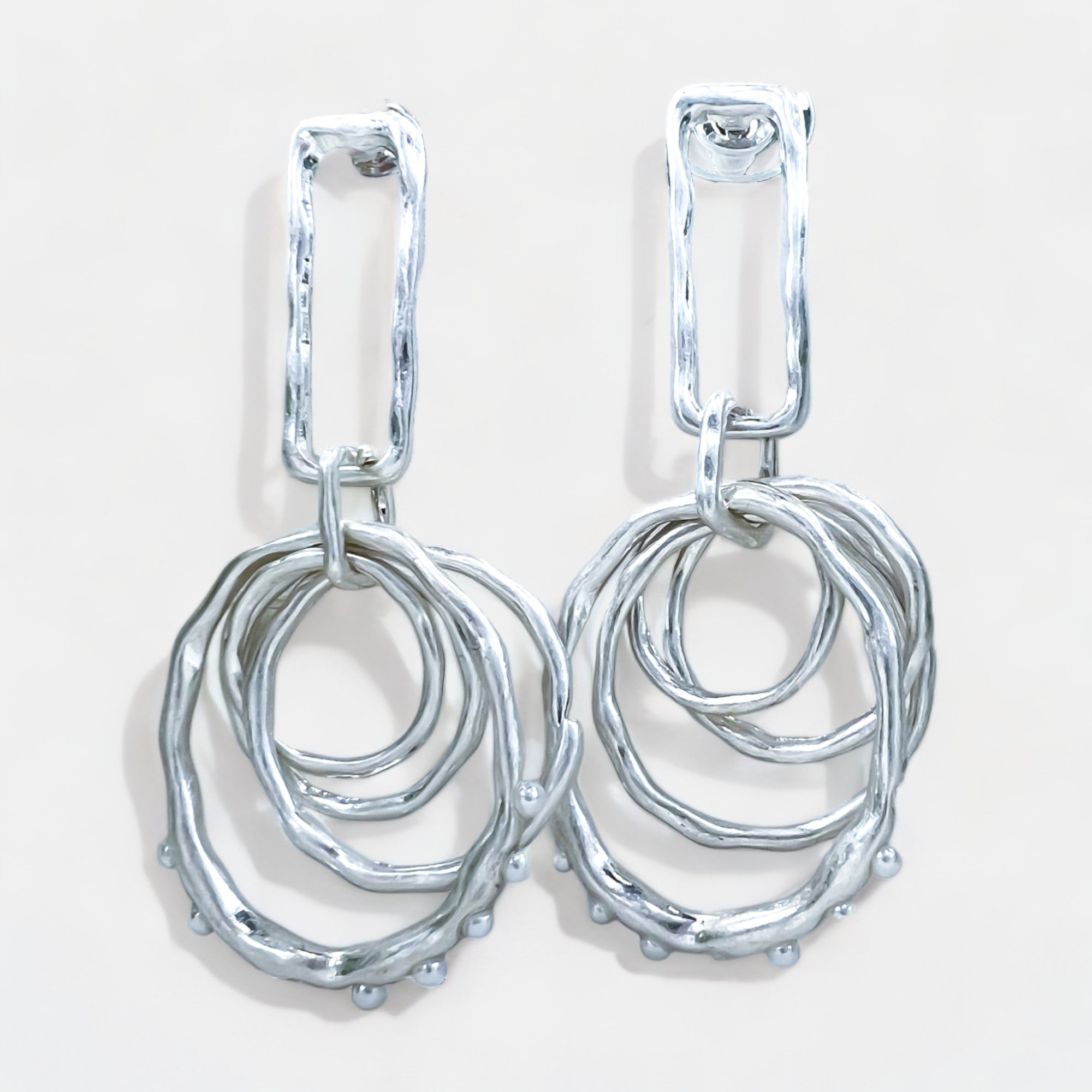 Silver Abstract Metal Earrings