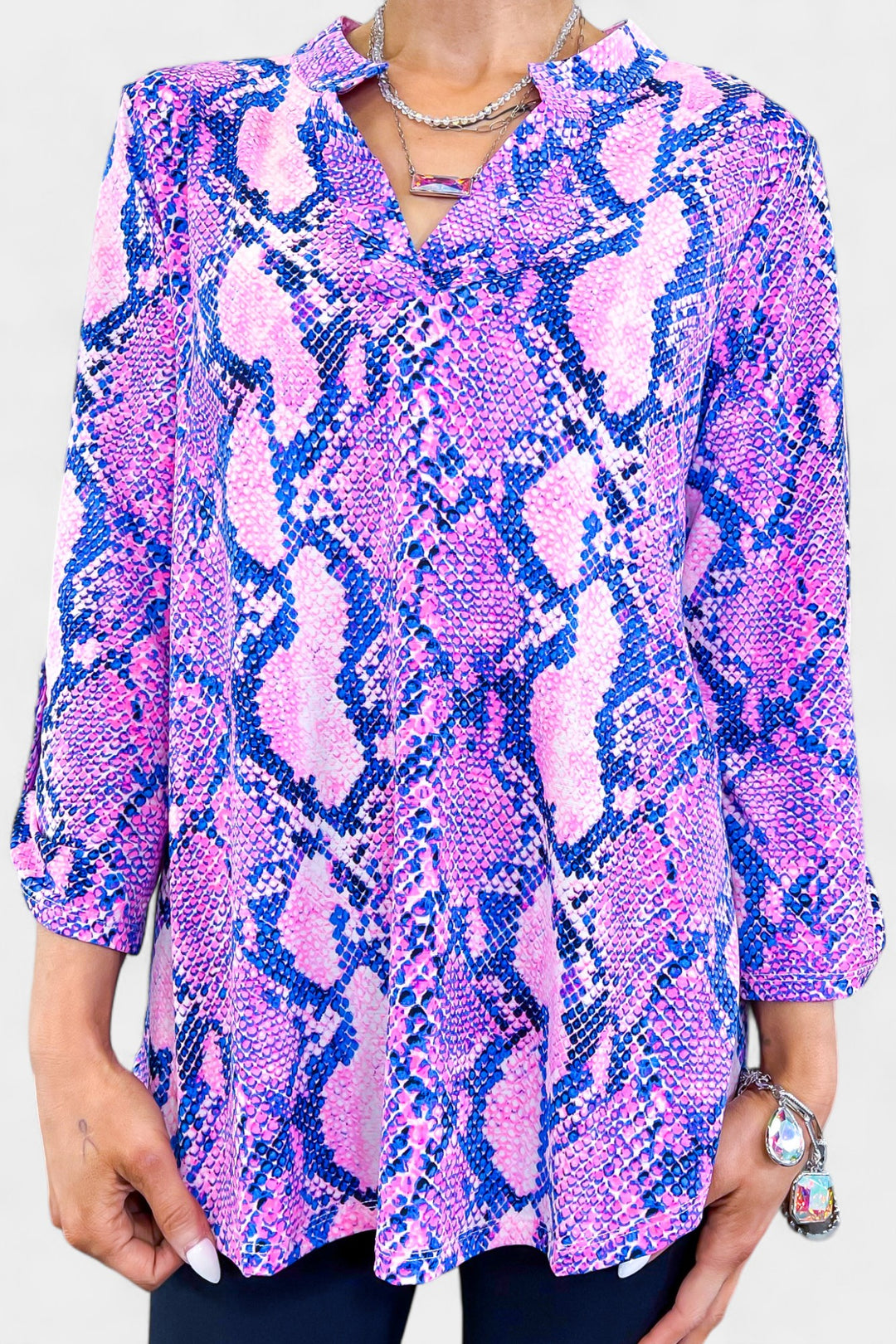 Pink & Blue Snake Lizzy Top